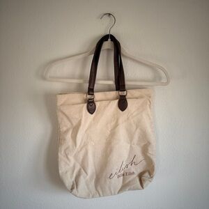 Eilish Canvas Tote Bag with Faux Leather Handles